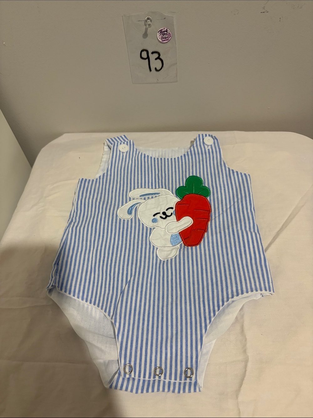 Amazon Blue & White Striped Bunny Carrot One-Piece